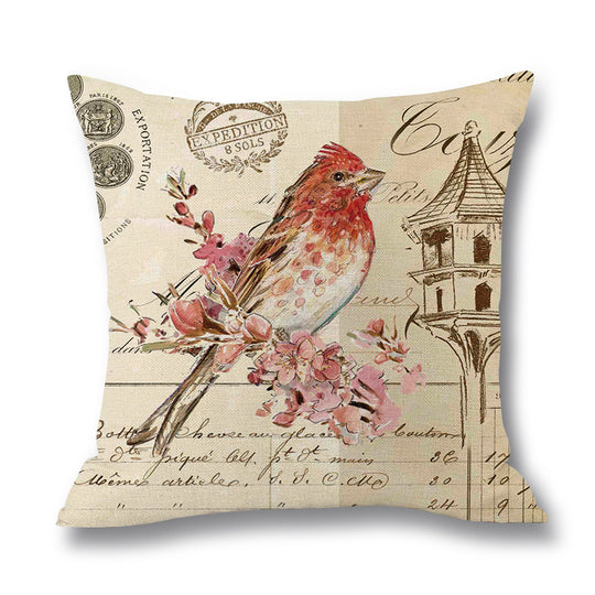 Printed Throw Pillow Linen Cushion Waist Pillow Case