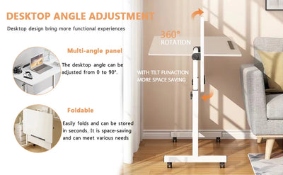 Rolling Adjustable Desk Portable Laptop Cart